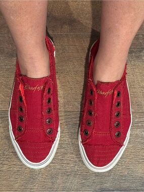 Blowfish Malibu Play Jester Red Slip-On Canvas Sneakers for Women